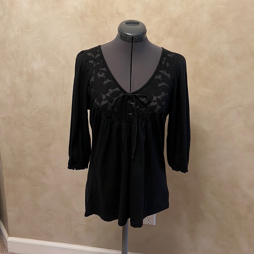 CDR - Black Blouse with Lace and 3/4 Sleeves